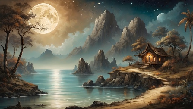 Free ai generated moon clouds illustration