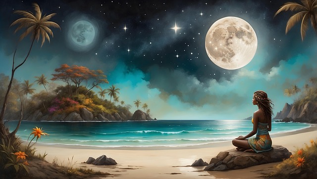Free ai generated woman beach illustration