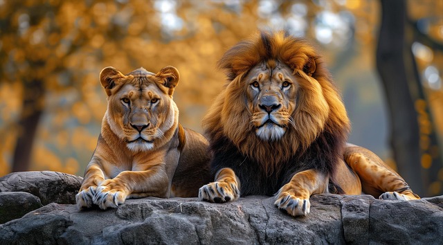 Free lion lioness couple illustration