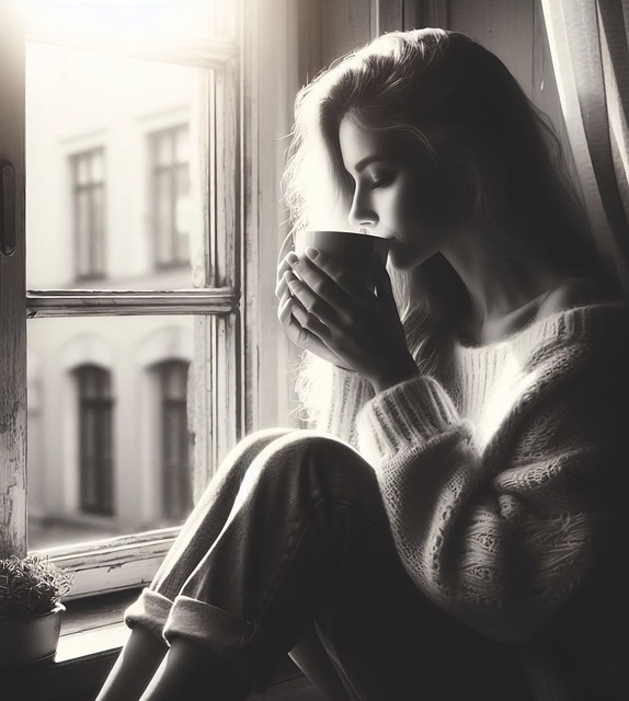 Free woman drinking coffee illustration