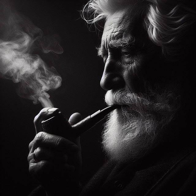 Free senior pipe smoking illustration