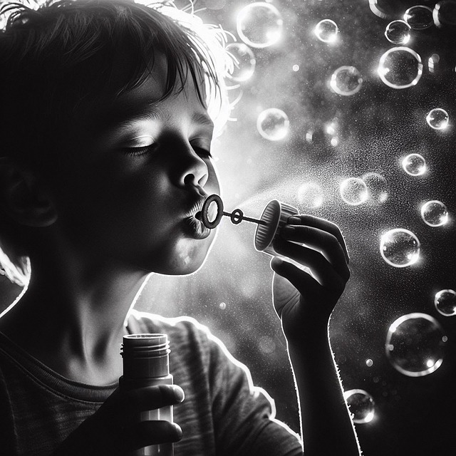 Free child soap bubbles portrait illustration
