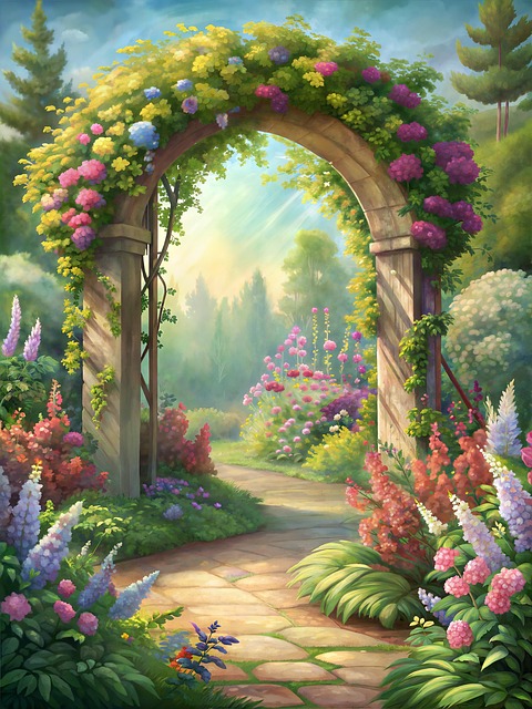 Free archway garden nature illustration