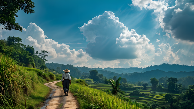 Free rice field china farmer illustration