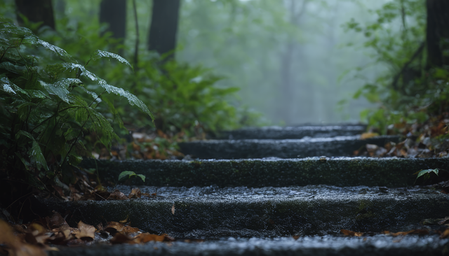 Escalera, Lluvioso, Mojado, Naturaleza