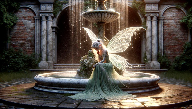 Free fairy fountain natural spirit illustration