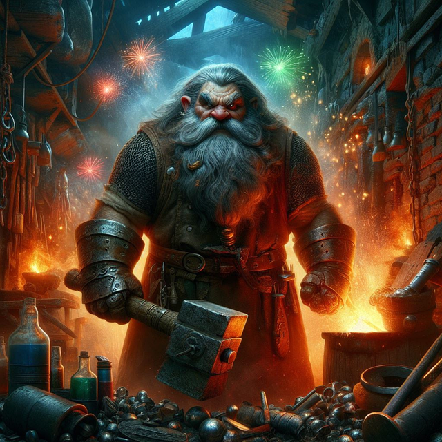 Free dwarf blacksmith forge illustration