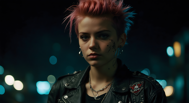 Punk, Kvinne, Portrett, Ai Generert