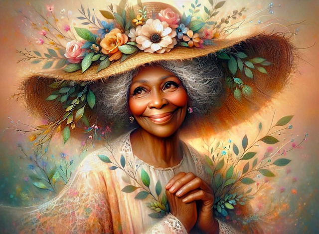 Free elderly woman digital art smiling illustration