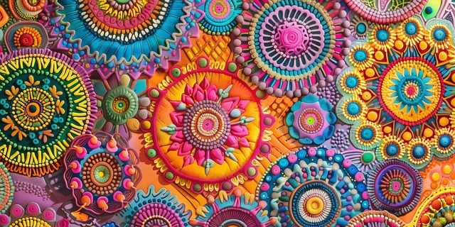 Mandala, Flerfarvet, Abstrakt