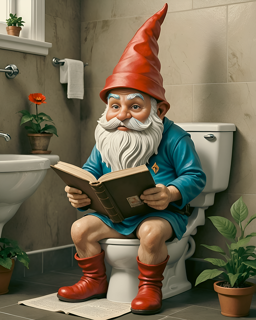 Free garden gnome toilet a book illustration