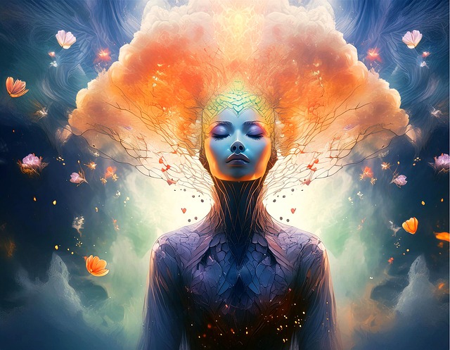 Free woman meditation meditate illustration