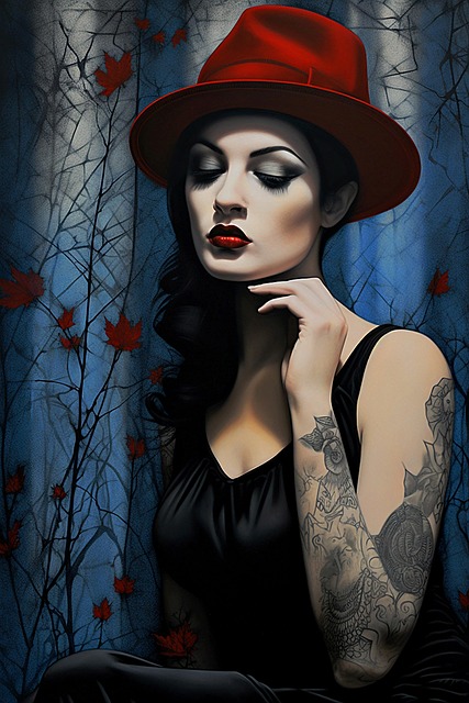 Free striking portrait woman pale skin illustration