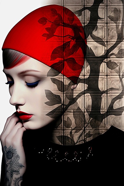 Free striking portrait woman pale skin illustration