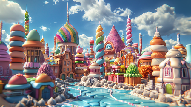 Free city multicoloured sweets illustration