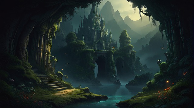 Free ai generated castle cave illustration
