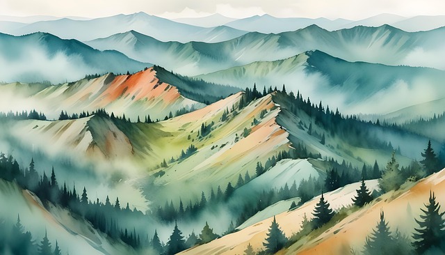 Free ai generated mountains mountain range illustration