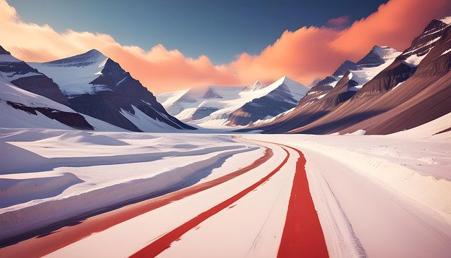 Free ai generated deserted highway snow-covered road illustration