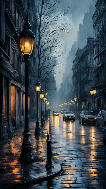Ai Gerado, Rua, Estrada, Cidade, Noite