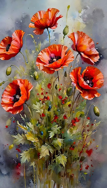 Ai Generert, Valmuer, Blomster, Natur