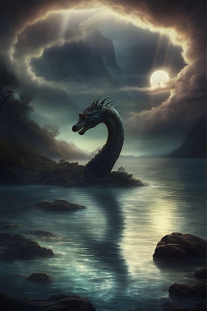 Free ai generated loch ness monster illustration