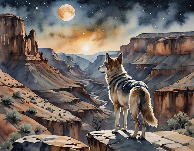 Free canyon rocks moon illustration
