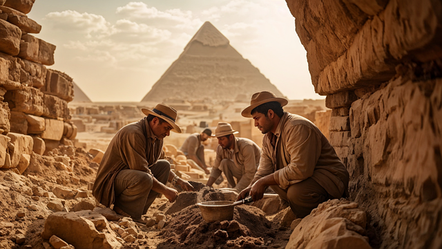 Free pyramids egyptian archaeologists illustration