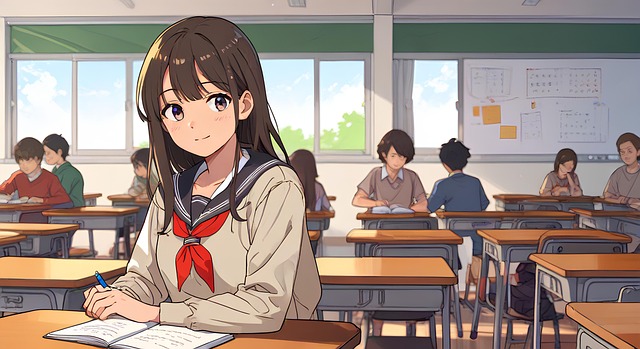 Free ai generated girl classroom illustration