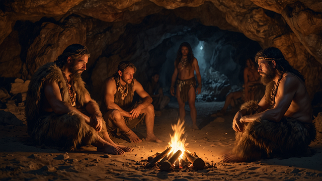 Download free HD stock image of Ai Generated Men Free ai generated men cave illustration