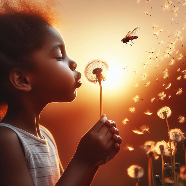 Download free HD stock image of Ai Generated Child Free ai generated child dandelion illustration