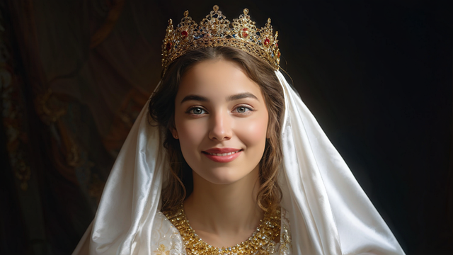 Free ai generated young woman queen illustration