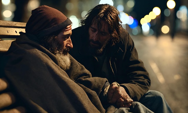 Free homeless sad man illustration