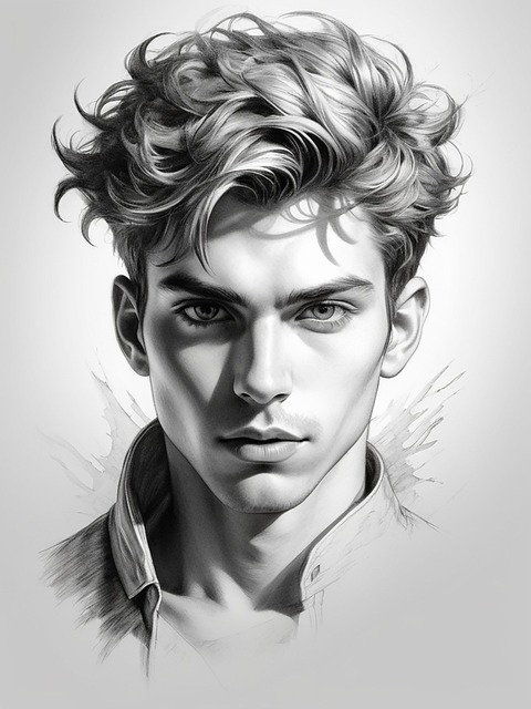 Download free HD stock image of Young Man Face Free young man face portrait illustration