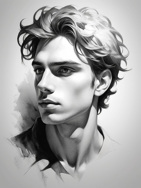 Download free HD stock image of Young Man Face Free young man face portrait illustration