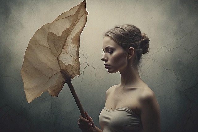 Free ai generated woman leaf illustration