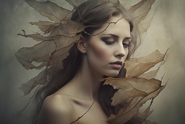 Download free HD stock image of Ai Generated Woman Free ai generated woman leaves illustration