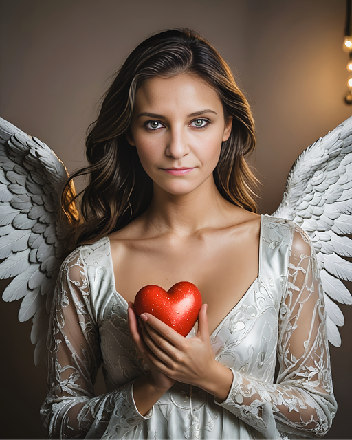 Free woman angel heart illustration