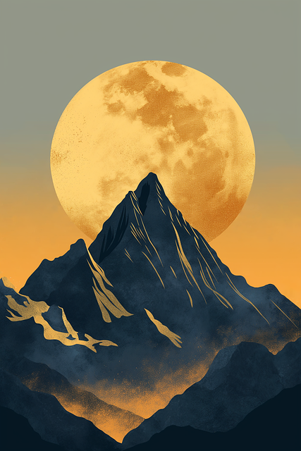 Montanha, Natureza, Lua, Abstract