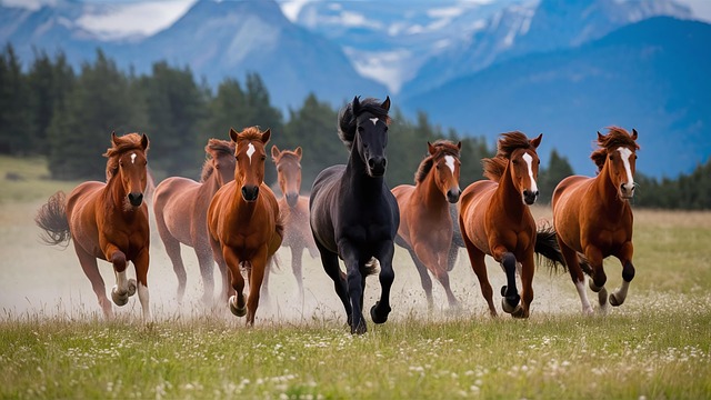 Free horse meadow animals illustration