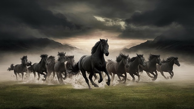 Free horse meadow animals illustration