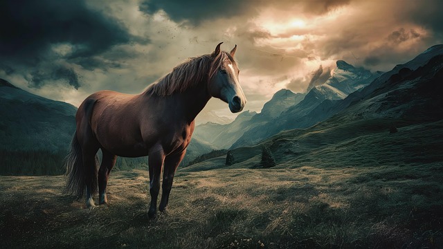 Free horse meadow animals illustration
