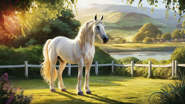 Horse, Meadow, Animal, Art, Picture