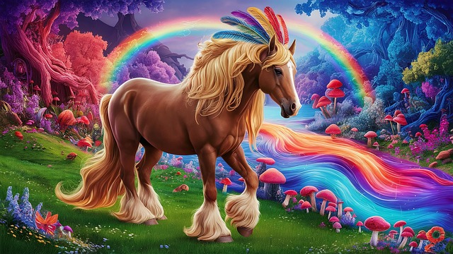 Free horse meadow nature illustration