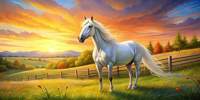 Horse, Meadow, Animal, Art, Picture
