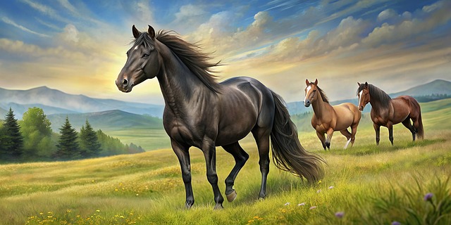Horse, Meadow, Animal, Natur, Art