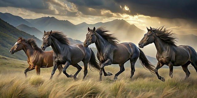 Horse, Meadow, Natur, Animal, Art