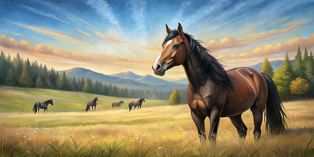 Free horse meadow animals illustration