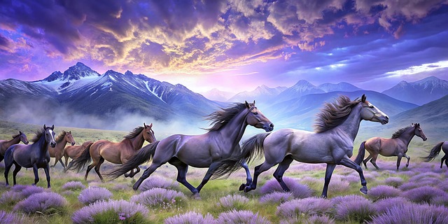 Free horse meadow animals illustration