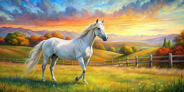 Horse, Meadow, Animal, Art, Picture