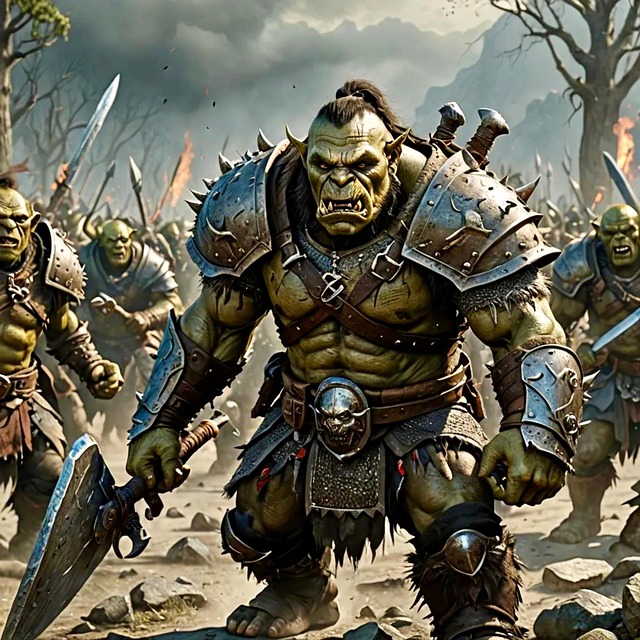 Free mountains battlefields orc illustration